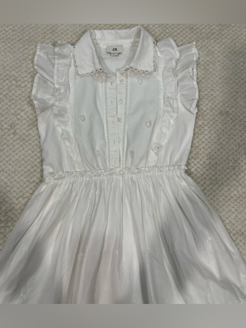 River Island Girls' Broderie Hem Shirt Dress Girls Size 10yrs - Picture 3 of 7